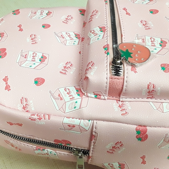 Strawberry Pink Kawaii Backpack Bag Purse New Tags - Picture 7 of 10